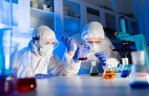 Laboratory professionals working in a molecular diagnostics laboratory