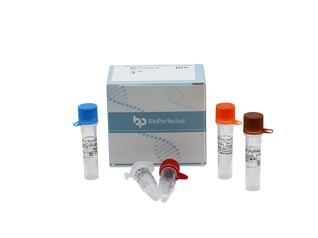 BioPerfectus Avian Influenza Virus H5 H7 H9 Real Time PCR Kit with reagent tubes for molecular detection